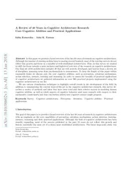 A Review of 40 Years of Cognitive Architecture Research: Core Cognitive
  Abilities and Practical Applications