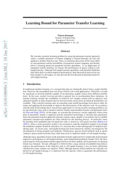 Learning Bound for Parameter Transfer Learning