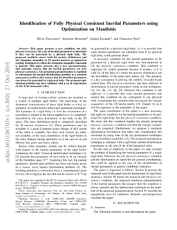 Identification of Fully Physical Consistent Inertial Parameters using
  Optimization on Manifolds