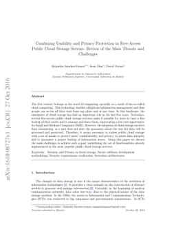 Combining Usability and Privacy Protection in Free-Access Public Cloud
  Storage Servers: Review of the Main Threats and Challenges