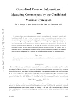Generalized Common Informations: Measuring Commonness by the Conditional
  Maximal Correlation