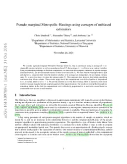 Pseudo-marginal Metropolis--Hastings using averages of unbiased
  estimators