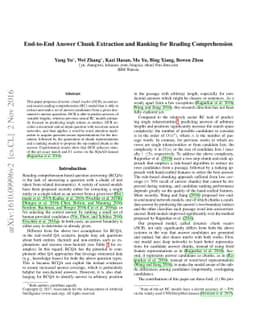 End-to-End Answer Chunk Extraction and Ranking for Reading Comprehension