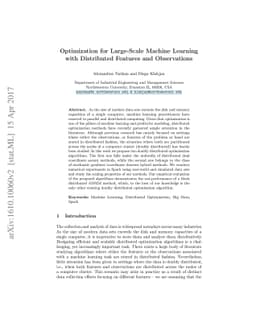 Optimization for Large-Scale Machine Learning with Distributed Features
  and Observations