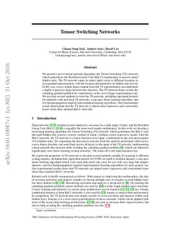 Tensor Switching Networks