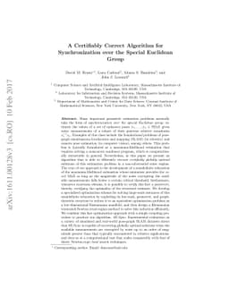 A Certifiably Correct Algorithm for Synchronization over the Special
  Euclidean Group