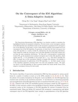 On the Convergence of the EM Algorithm: A Data-Adaptive Analysis