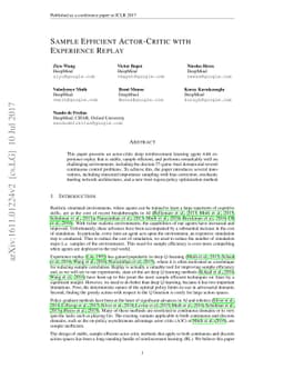 Sample Efficient Actor-Critic with Experience Replay