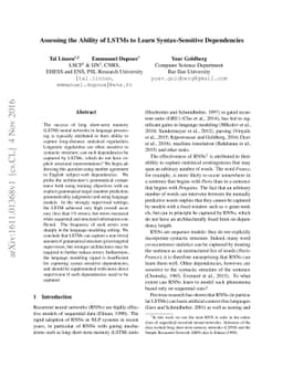 Assessing the Ability of LSTMs to Learn Syntax-Sensitive Dependencies