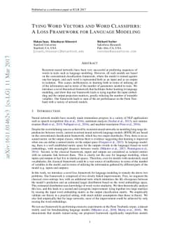 Tying Word Vectors and Word Classifiers: A Loss Framework for Language
  Modeling