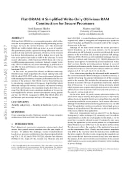 Flat ORAM: A Simplified Write-Only Oblivious RAM Construction for Secure
  Processors