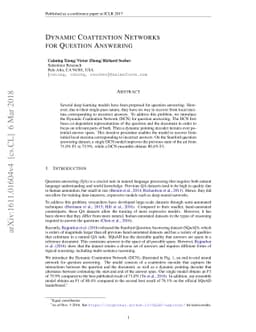 Dynamic Coattention Networks For Question Answering