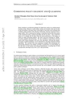 Combining policy gradient and Q-learning