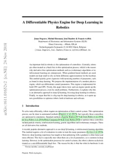 A Differentiable Physics Engine for Deep Learning in Robotics