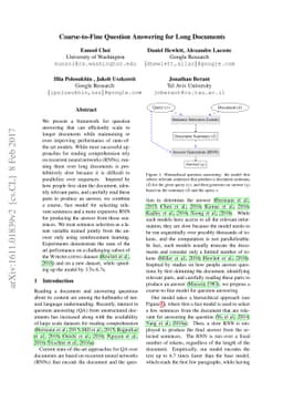 Hierarchical Question Answering for Long Documents