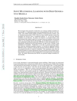 Joint Multimodal Learning with Deep Generative Models
