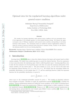 Optimal rates for the regularized learning algorithms under general
  source condition