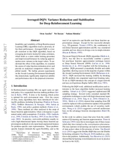 Averaged-DQN: Variance Reduction and Stabilization for Deep
  Reinforcement Learning