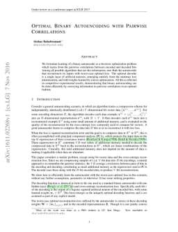 Optimal Binary Autoencoding with Pairwise Correlations
