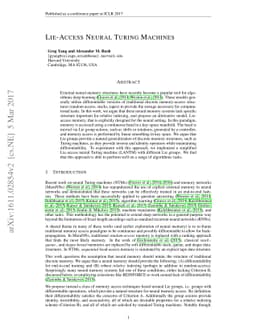 Lie-Access Neural Turing Machines
