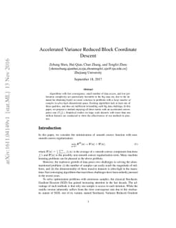 Accelerated Variance Reduced Block Coordinate Descent