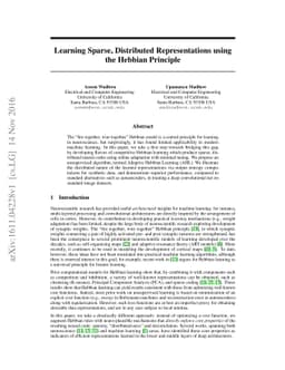 Learning Sparse, Distributed Representations using the Hebbian Principle