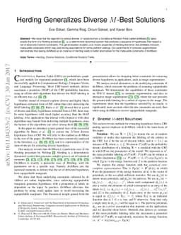 Herding Generalizes Diverse M -Best Solutions