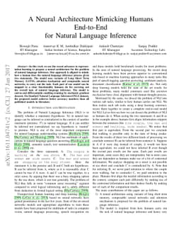 A Neural Architecture Mimicking Humans End-to-End for Natural Language
  Inference