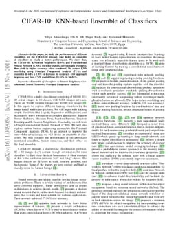 CIFAR-10: KNN-based Ensemble of Classifiers