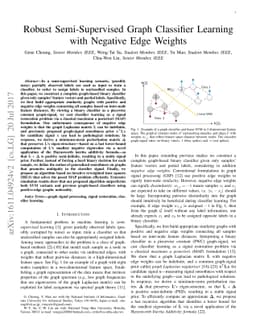 Robust Semi-Supervised Graph Classifier Learning with Negative Edge
  Weights
