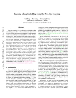 Learning a Deep Embedding Model for Zero-Shot Learning