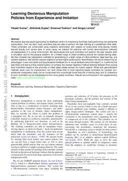 Learning Dexterous Manipulation Policies from Experience and Imitation