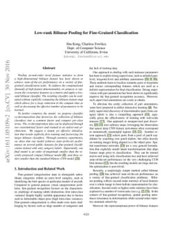 Low-rank Bilinear Pooling for Fine-Grained Classification