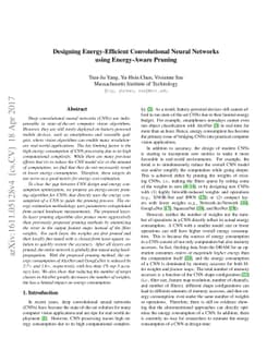 Designing Energy-Efficient Convolutional Neural Networks using
  Energy-Aware Pruning