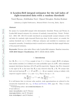 A Lynden-Bell integral estimator for the tail index of right-truncated
  data with a random threshold
