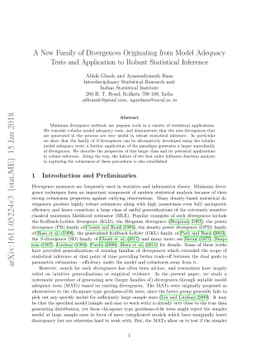 A New Family of Divergences Originating from Model Adequacy Tests and
  Application to Robust Statistical Inference