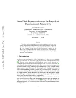 Neural Style Representations and the Large-Scale Classification of
  Artistic Style