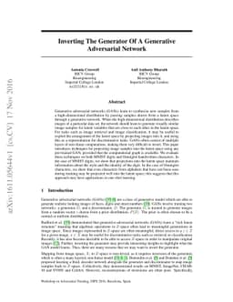 Inverting The Generator Of A Generative Adversarial Network
