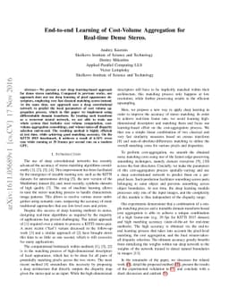 End-to-end Learning of Cost-Volume Aggregation for Real-time Dense
  Stereo