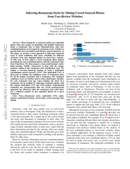 Inferring Restaurant Styles by Mining Crowd Sourced Photos from
  User-Review Websites