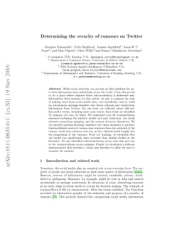 Determining the Veracity of Rumours on Twitter