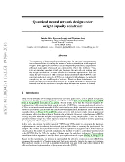 Quantized neural network design under weight capacity constraint