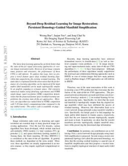 Beyond Deep Residual Learning for Image Restoration: Persistent
  Homology-Guided Manifold Simplification