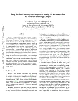 Deep Residual Learning for Compressed Sensing CT Reconstruction via
  Persistent Homology Analysis