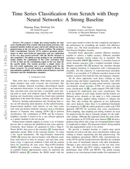Time Series Classification from Scratch with Deep Neural Networks: A
  Strong Baseline