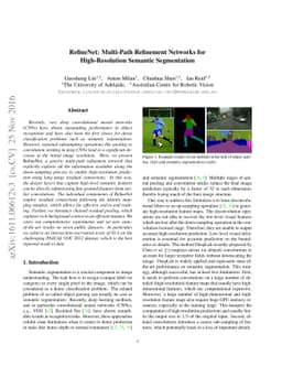 RefineNet: Multi-Path Refinement Networks for High-Resolution Semantic
  Segmentation