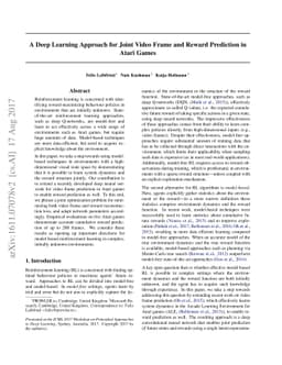 A Deep Learning Approach for Joint Video Frame and Reward Prediction in
  Atari Games