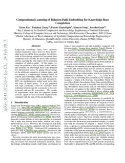 Compositional Learning of Relation Path Embedding for Knowledge Base
  Completion