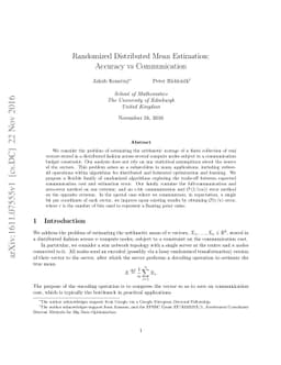 Randomized Distributed Mean Estimation: Accuracy vs Communication