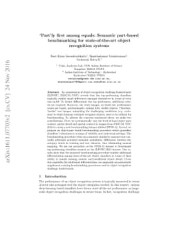 'Part'ly first among equals: Semantic part-based benchmarking for
  state-of-the-art object recognition systems